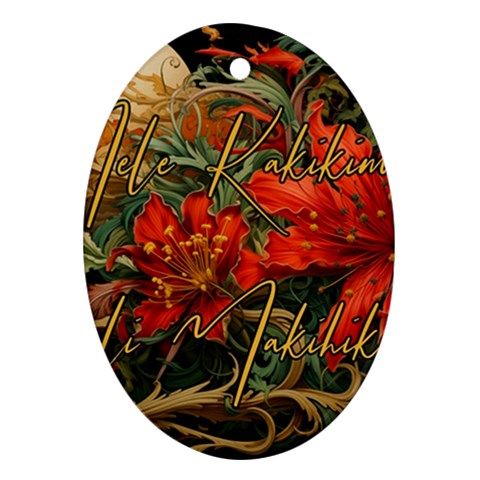 Mele Kalikimaka Hau Oli Makahiki Hou Ornament (Oval)