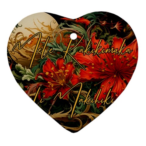 Mele Kalikimaka Hau Oli Makahiki Hou Ornament (Heart)