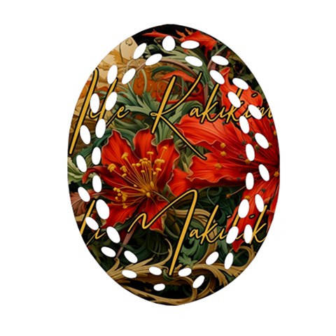 Mele Kalikimaka Hau Oli Makahiki Hou Ornament (Oval Filigree)