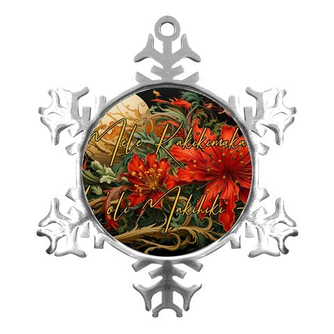 Mele Kalikimaka Hau Oli Makahiki Hou Metal Small Snowflake Ornament