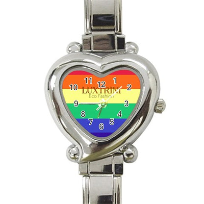 LGBTQ-Rainbow #12 Heart Italian Charm Watch