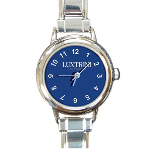 Round Italian Charm Watch - Classic Blue, Customizable Face, Adjustable Stainless Steel Band