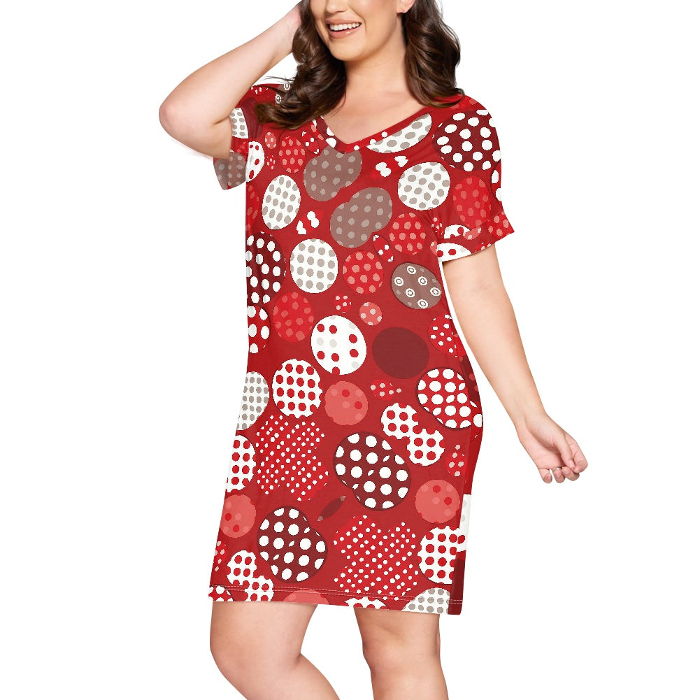 Red Polka Dot Short Sleeve Dress