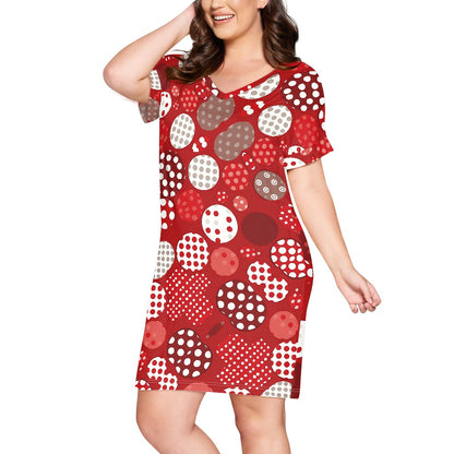 Red Polka Dot Short Sleeve Dress