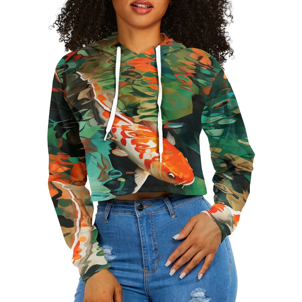 Women's midriff-baring sweatshirt - Magic of Koi