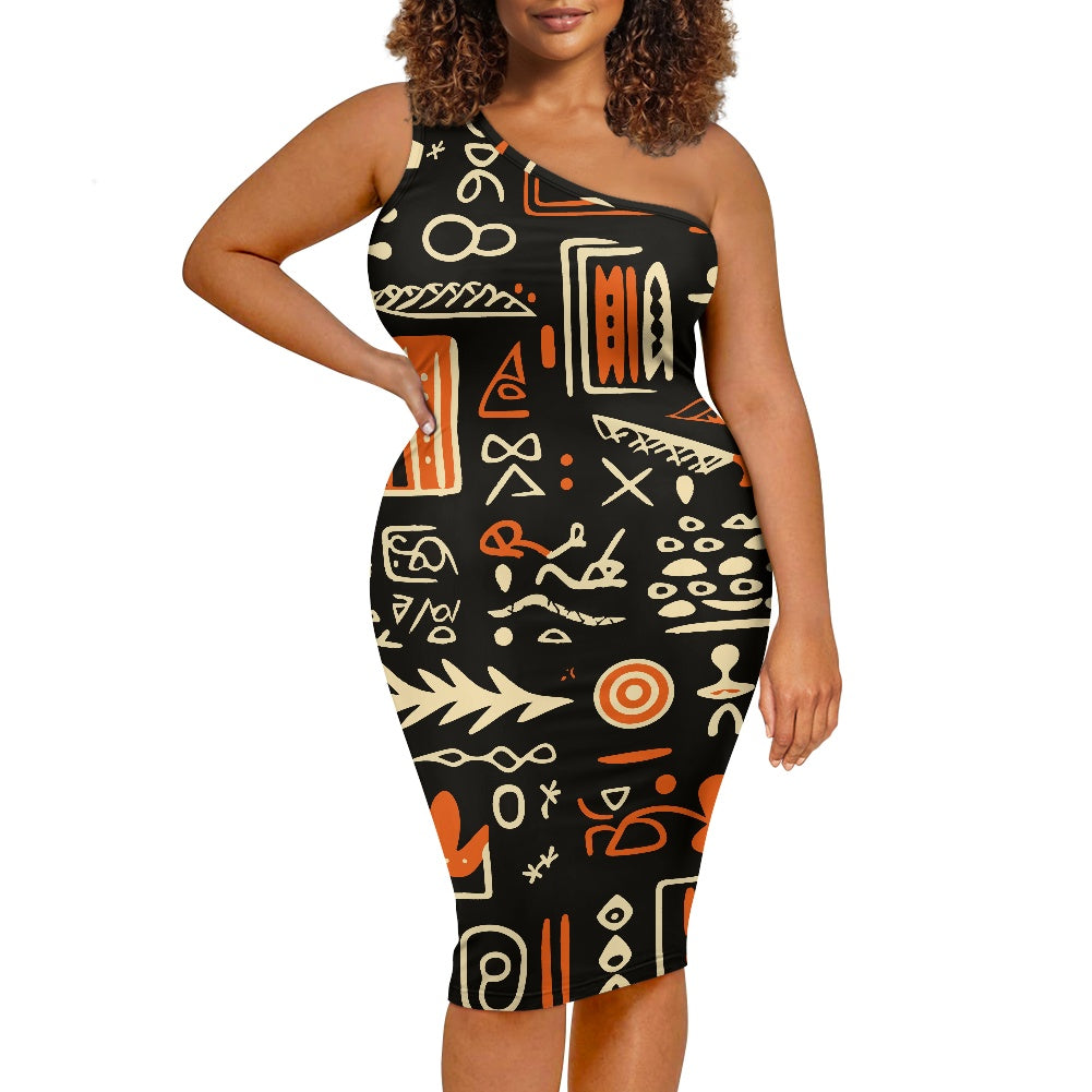 Discover Elegance: Luxtrini's One-Shoulder Slim Dress - Ethnic