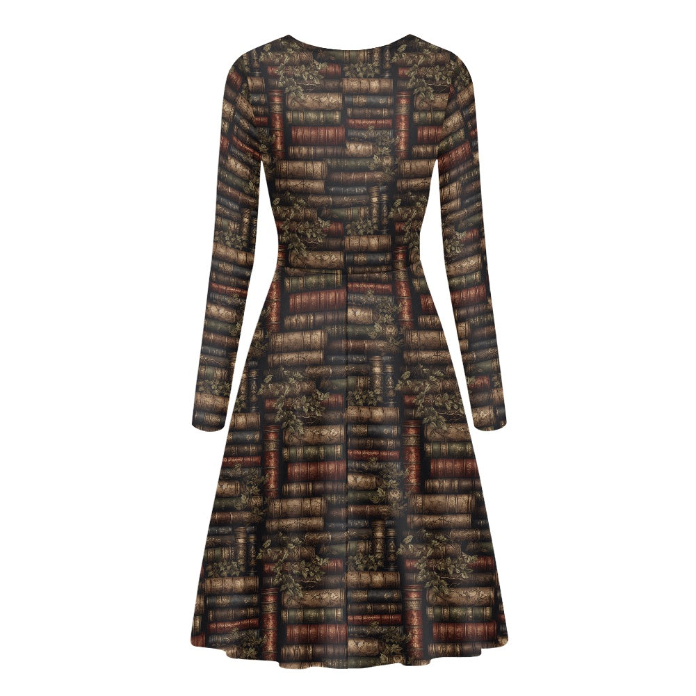 V-Neck Long Sleeve Ruffle Dress