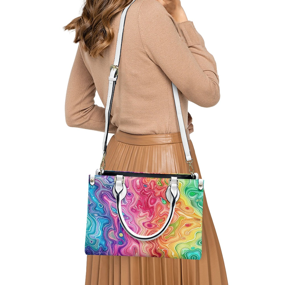 Prismatic Grace: Women’s Stylish PU Leather Twill Handbag