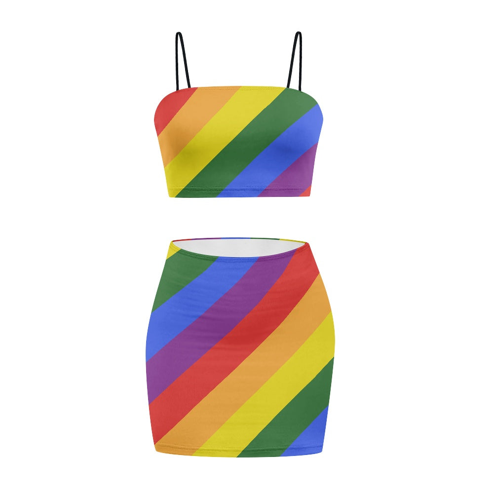 Rainbow Top skirt suit white