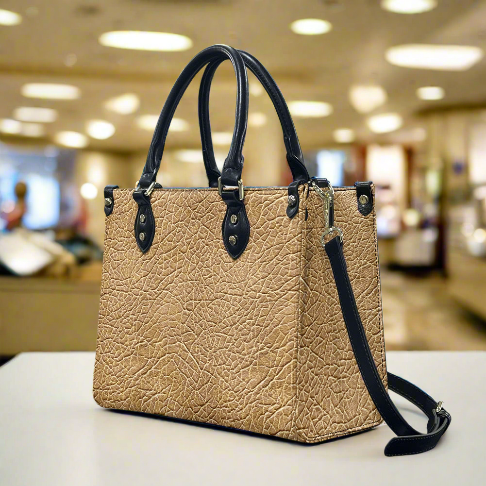 Desert Dune: Elegant Beige PU Leather Twill Handbag Women's