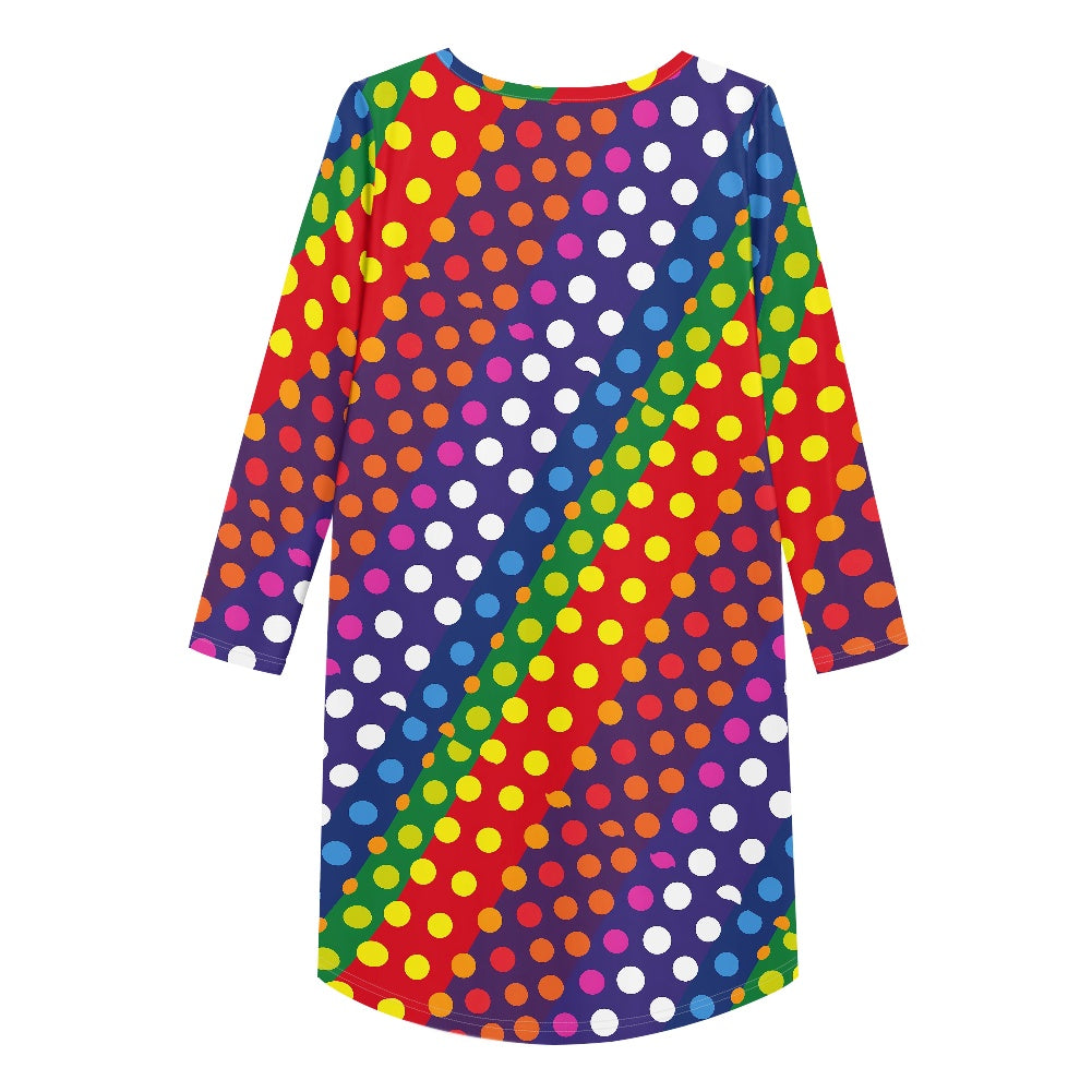 LGBTQ-Friendly Rainbow Polka Dot Long Sleeve Nightdress by Luxtrini