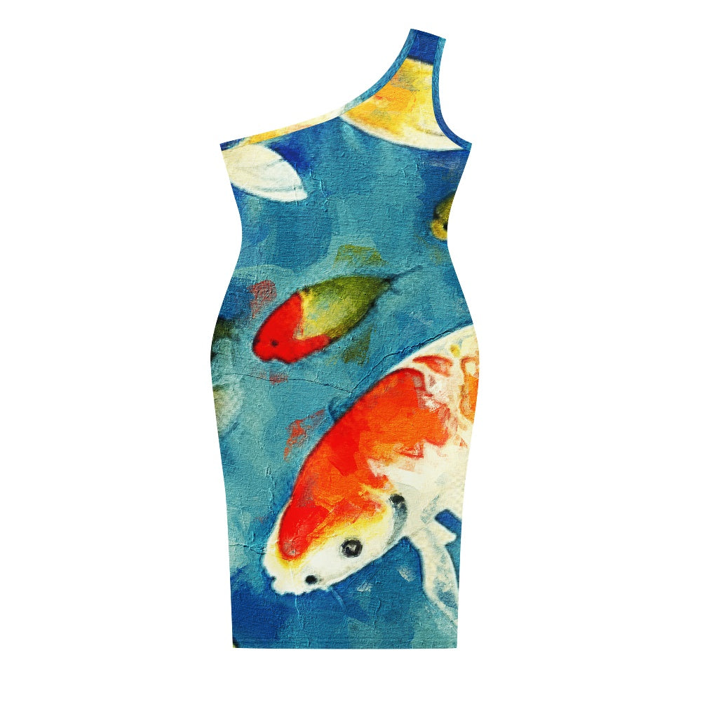 Discover Elegance: Luxtrini's One-Shoulder Slim Dress - Magic of Koi