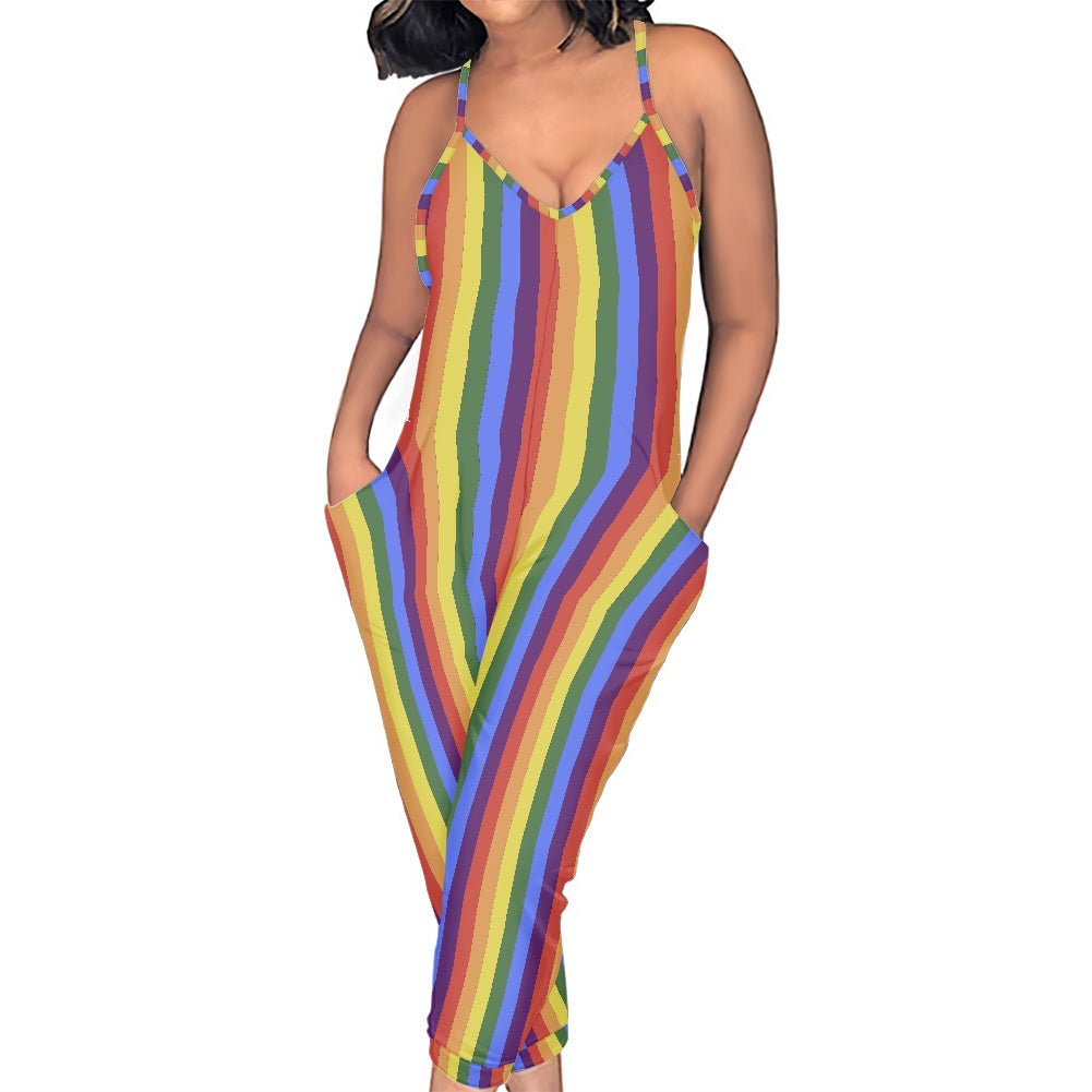 LGBTQ Rainbow Pride Rompers - Exclusive One-of-a-Kind Luxury Romper - Limited Edition, Ethically Made, and Stylishly Comfortable white
