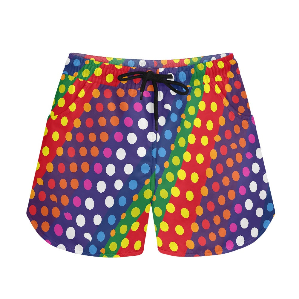LGBTQ-Friendly Rainbow Polka Dot Women Short Pants by Luxtrini
