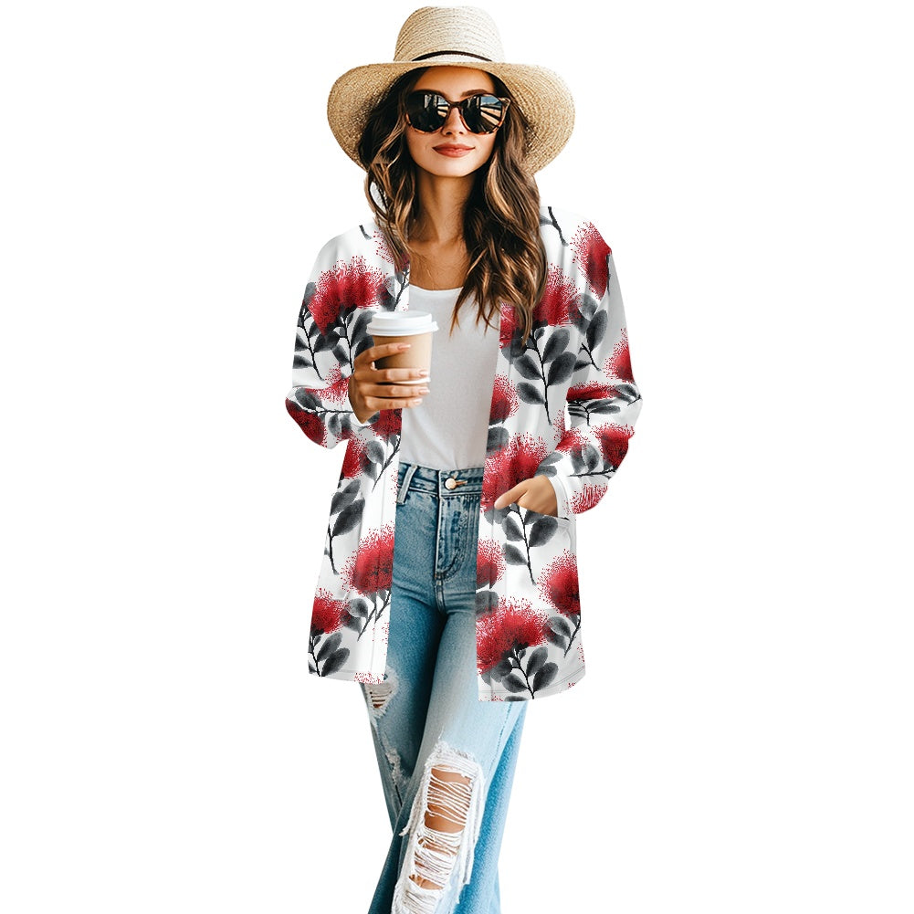 Long-sleeved cardigan jacket white