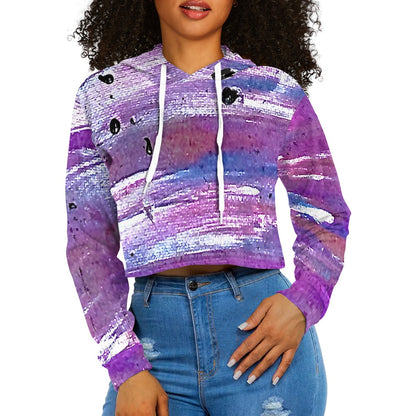 Women's midriff-baring sweatshirt - Purple streaks