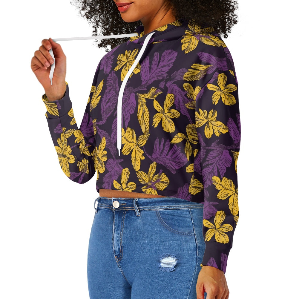 Women's midriff-baring sweatshirt - Purple and Gold