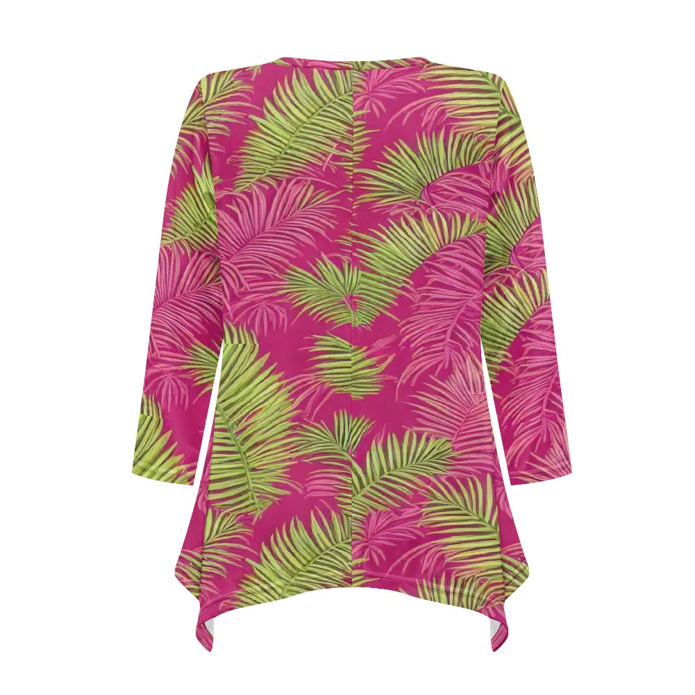 Irregular V-neck top and skirt