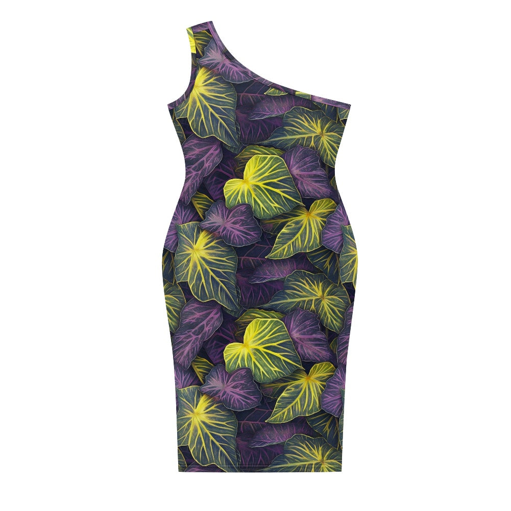 Discover Elegance: Luxtrini's One-Shoulder Slim Dress - Tropical white