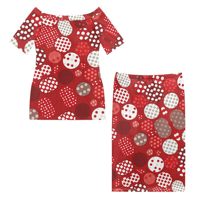 Red Polka Dot Guinea Style Maxi Dress Set