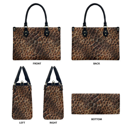 Wild Essence: Textured Brown Women's PU Leather Twill Handbag for Everyday Elegance