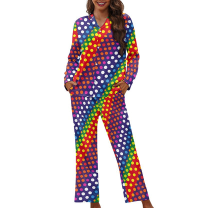 Rainbow Polka Dot Pajama Set (Buttons)