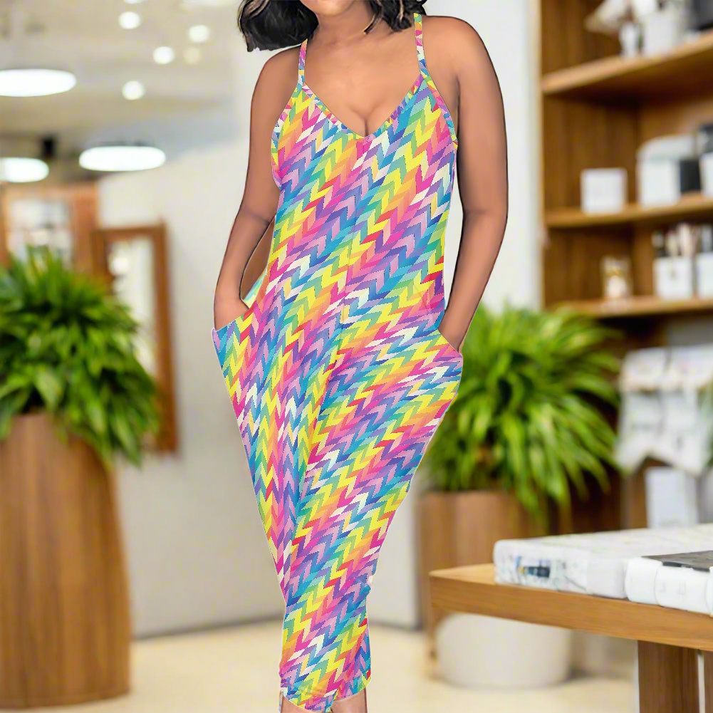 Pastel Rainbow Pride Chevrons Rompers - Exclusive One-of-a-Kind Luxury Romper - Limited Edition, Ethically Made, and Stylishly Comfortable