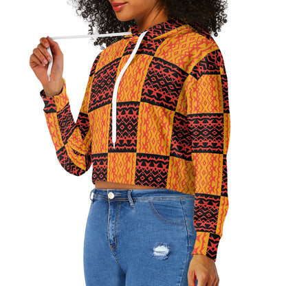 Women's midriff-baring sweatshirt - Mudcloth Plaid