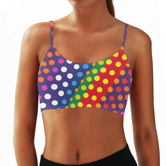 LGBTQ-Friendly Rainbow Polka Dot Sports Bras by Luxtrini