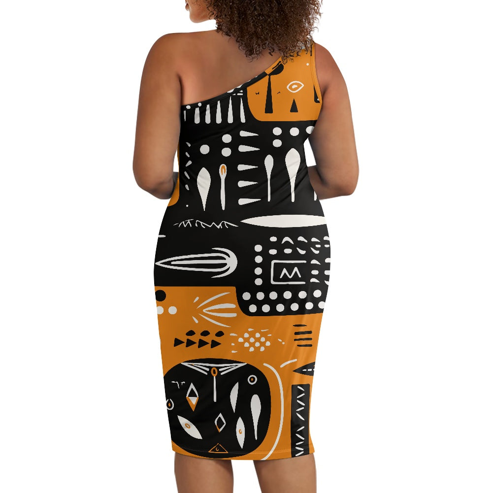 Discover Elegance: Luxtrini's One-Shoulder Slim Dress - Ethnic