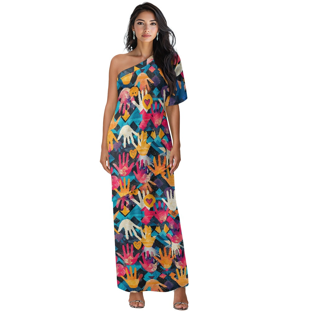 Elegant Off-Shoulder Two-Piece Dress for Women white