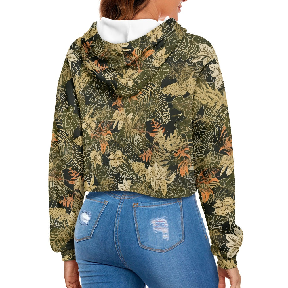 Women's midriff-baring sweatshirt - Tropical Island