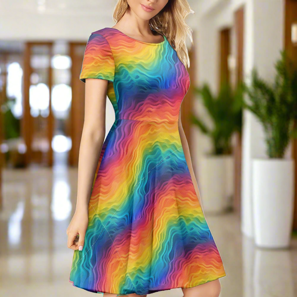 Rainbow Pride Scoop Neck Ruffle Dress | Vibrant, Handmade & Inclusive Sizing