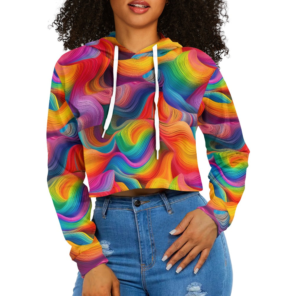 Women's midriff-baring sweatshirt - Rainbow