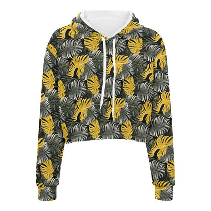 Women's midriff-baring sweatshirt - Tropical white