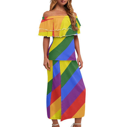 Rainbow Puletasi Style Maxi Dress Set