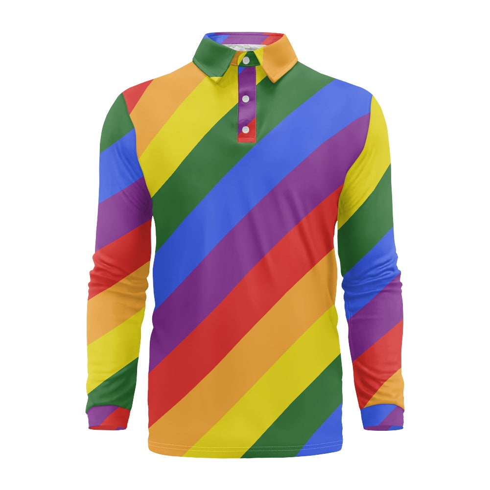 Rainbow Long Sleeve Polo Collar Shirt