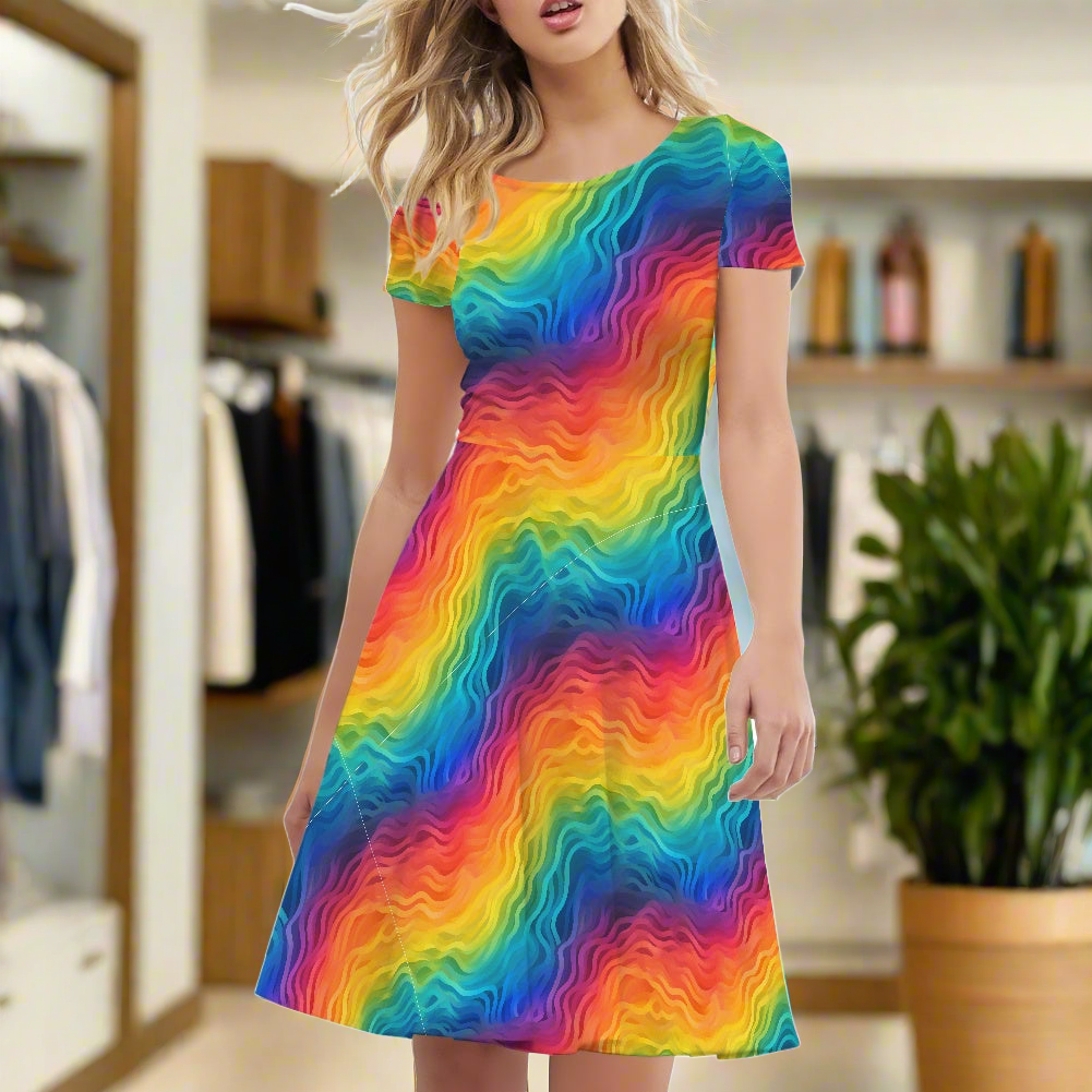 Rainbow Pride Scoop Neck Ruffle Dress | Vibrant, Handmade & Inclusive Sizing