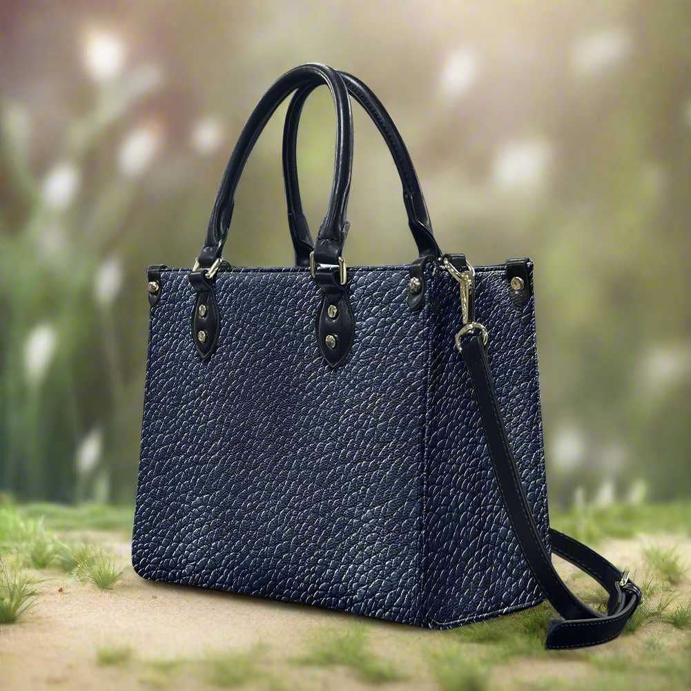 Navy Women's PU leather twill handbag