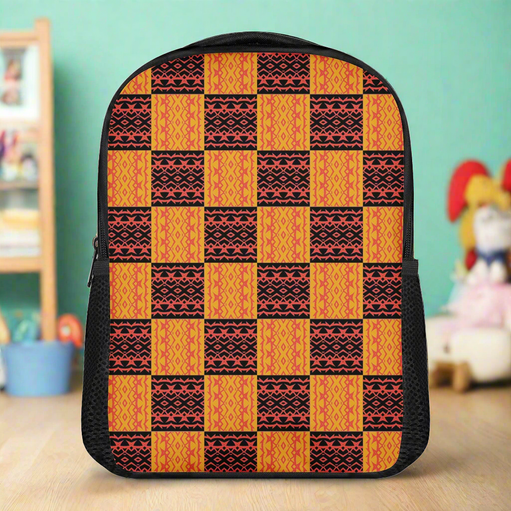 Black and Orange Tribal Design -  12 Inch Toddler Felt Backpack