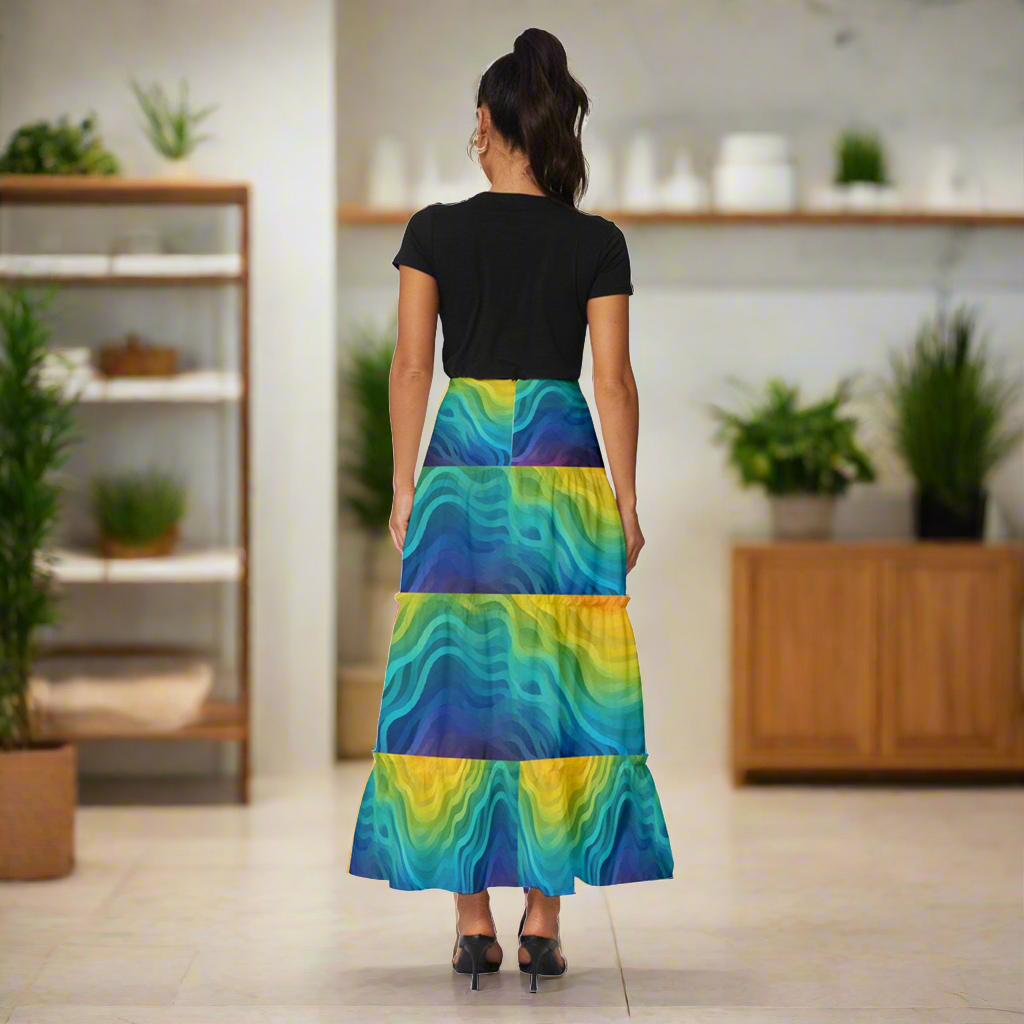 Lgbtq Rainbow Tiered Ruffle Maxi Skirt
