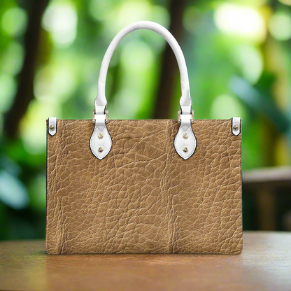 Natural Charm: Classic Brown Handbag with Intricate Grain Women's PU Leather Twill