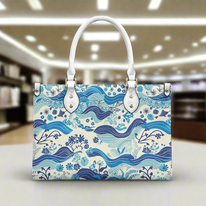 Timeless Waves: Elegant PU Leather Twill Carryall handbag