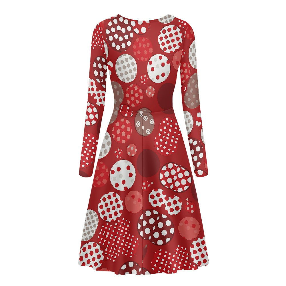 V-Neck Long Sleeve Ruffle Dress