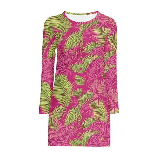 Long-sleeved slim dress white