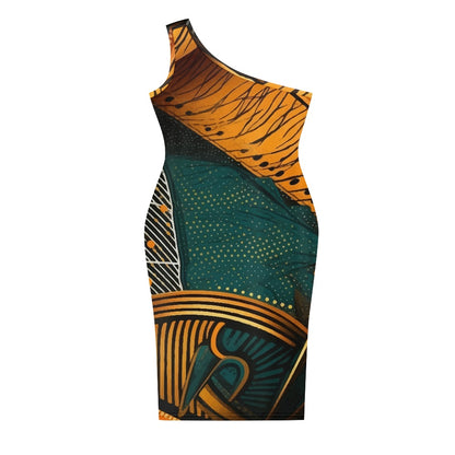 Discover Elegance: Luxtrini's One-Shoulder Slim Dress - Ethnic white