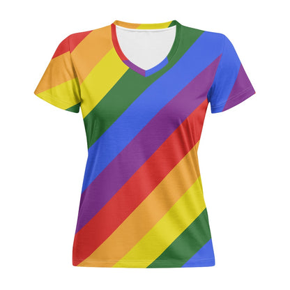 Rainbow Women's V-neck T-shirt white