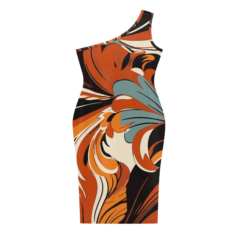 Discover Elegance: Luxtrini's One-Shoulder Slim Dress - Abstract