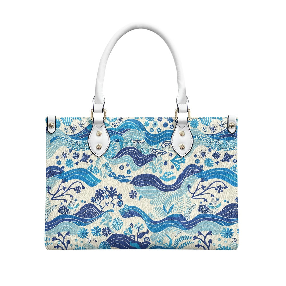 Timeless Waves: Elegant PU Leather Twill Carryall handbag