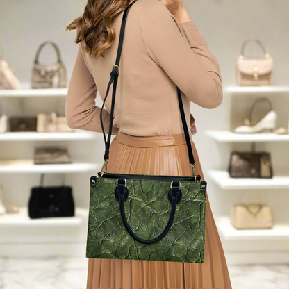 Green Embossed Statement Women's PU Leather Twill Handbag